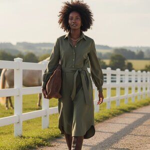 Olive Tory Green Lantern Sleeve Shirt Dress Midi XL NWT Tuckernuck